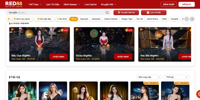 Sảnh Casino chuyên nghiệp với hàng loạt game hot