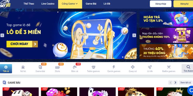 Sảnh game đa dạng của SKY88